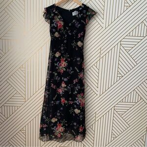 VINTAGE CDC Caren Desiree Company Petites Floral Fairy flutter sleeves 90's 2